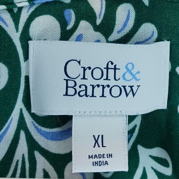 #294 3/$18 - Croft & Barrow Green/White Short Sleeve Button Down Top Size XL - Picture 5 of 6